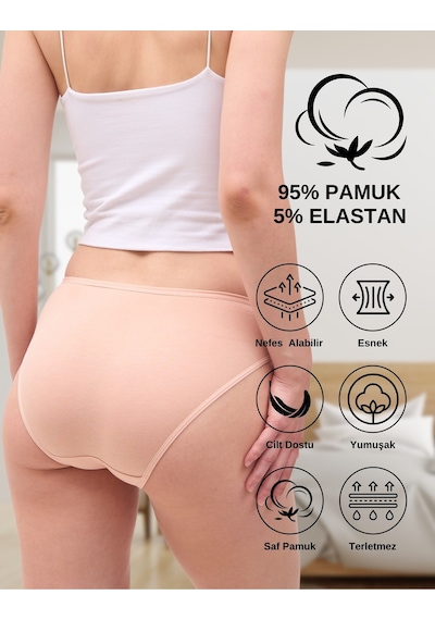 Alya Underwear Kadın Pamuklu Hipster - Slip Külot 5 Farklı Renk 1 Pakette Multicolor-p20