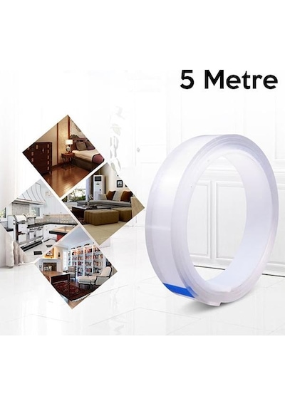 Polham Ultra Güçlü Çift Taraflı Nano Bant 5 Metre, Tablo, Askılık, Raf,için Süper Güçlü Bant