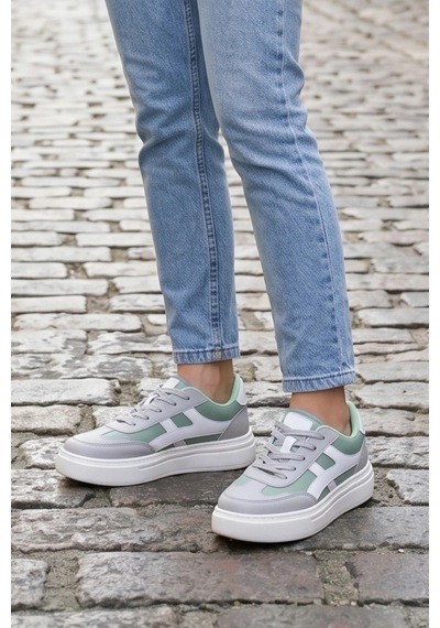 In Step Meengi Unisex Beyaz Yeşil Detaylı Günlük Spor Ayakkabı - Sneaker