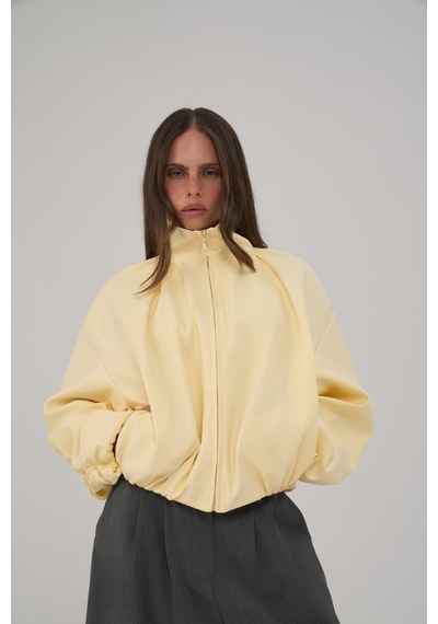 Mai Collection Positano Büzgü Detay Sarı Bomber Ceket