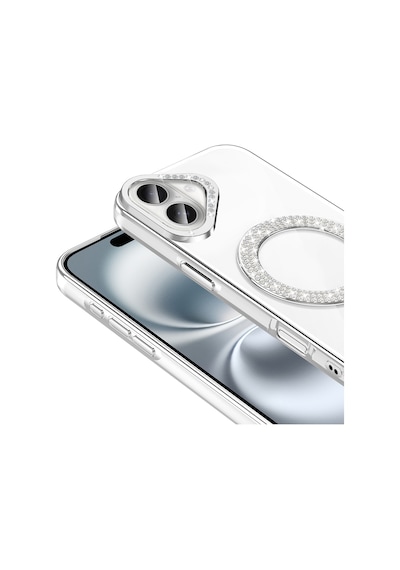 Nihcase Apple Uyumlu iPhone 16 Plus Kılıf Karetta Diamod Taş Desenli Magsafeli Kapak