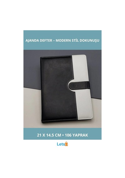 Şık Tarihsiz Ajanda Defter Siyah Beyaz 21 Cm X 14.5 Cm Çok Renkli