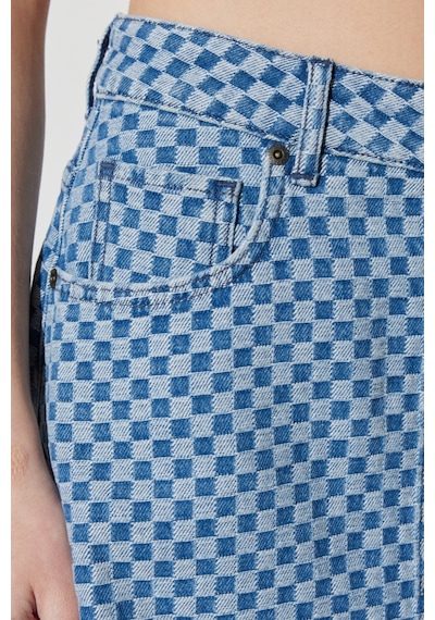 Wrangler Skinny Fit Dar Kesim %100 Pamuk Yüksek Bel Mavi Jean Mini Etek W231631XT Mavi