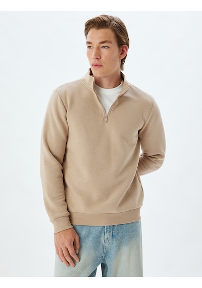 Koton Yarım Fermuarlı Yaka Sweatshirt Uzun Kollu Pamuk Karışımlı Kahverengi 5wam70002mk Kahverengi Koton Yarım Fermuarlı Yaka Sweatshirt Uzun Kollu Pamuk Karışımlı Kahverengi 5wam70002mk Kahverengi