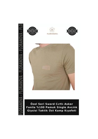 Floranova Özel Seri Sword Cırtlı Asker Fanila %100 Pamuk Single Avcılık Giysisi Taktik Üst Kamp Kıyafeti Çok Renkli