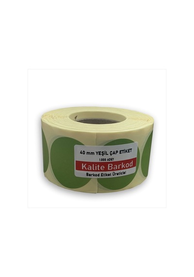 40 mm Yuvarlak yapışkanlı Etiket | Yeşil Renkli Yapışkanlı Etiket