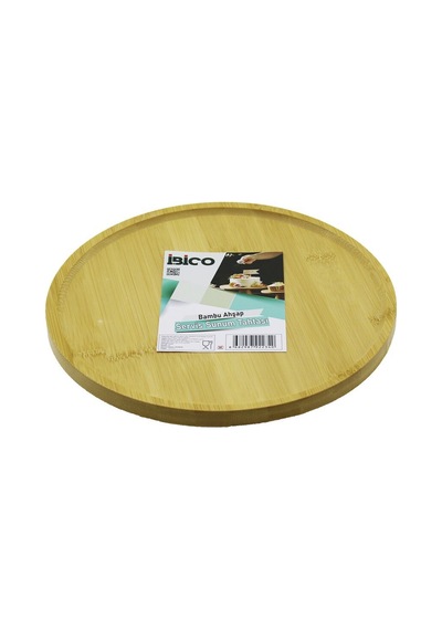 İbico İ22-234 Ahşap Bambu Yuvarlak Ayaklı Sunum Tepsisi 24.5cm