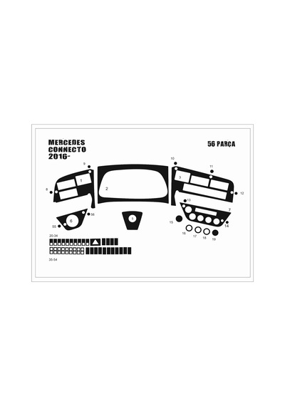 Mercedes Connecto Konsol-torpido Kaplama 20163 56 Parça Piano Black