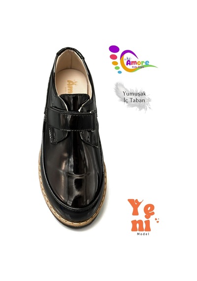 Sermoda Lil Amore Cırt Cırtlı Erkek Çocuk Ayakkabısı Okul & Sünnet Düğünü İçin Klasik Model Rugan Siyah Sermoda Lil Amore Cırt Cırtlı Erkek Çocuk Ayakkabısı Okul & Sünnet Düğünü İçin Klasik Model Rugan Siyah
