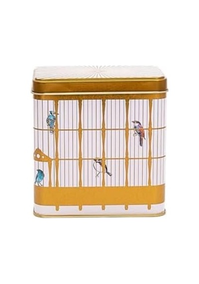 Evle-er205-t7 Bird Cage Desenli Kare Metal Saklama Kabı 9x9 Cm Bird Cage