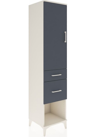 Hyperion Dolap 3 Raflı 2 Çekmeceli Tek Kapaklı 44x44x195 Aytaşı-antrasit Aytası