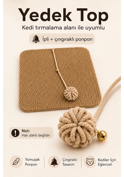 Kedi Tırmalama Paspası Çıngıraklı Yedek Top