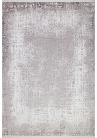 Geometrik Abstract Desenli Prato İpeksi Lüks Viskon Halı Pr06 Gri Gri-bej