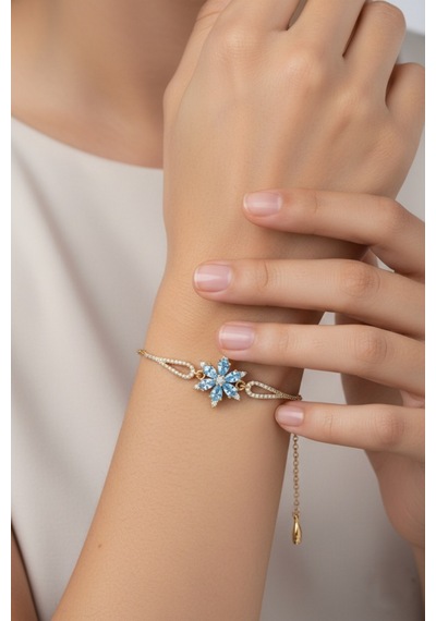 Çekirdekjewelry 925 Ayar Gümüş Akua Taşlı Bileklik Sarı
