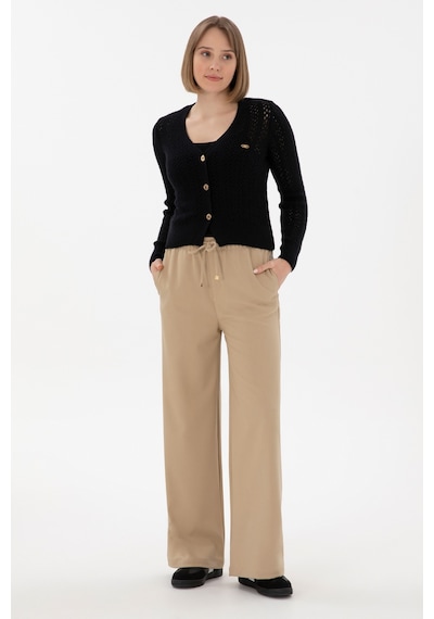 U.S. Polo Assn. Kadın Açık Haki Loose Relax Fit Kanvas Pantolon 50290877-VR183