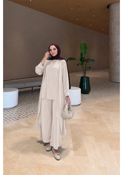 Riella Butik Luvena Oysho Tesettür Takım Krem