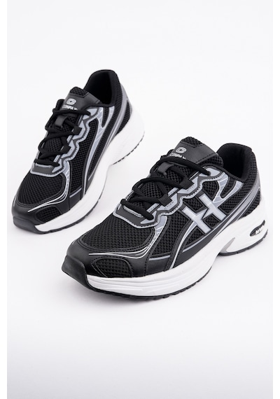 Muggo Hynex Kadın Kalın Taban Bağcıklı Günlük Sneaker Spor Ayakkabı Siyah