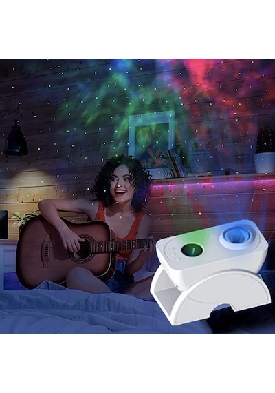Quenlite Qc-626 Akıllı Galaxy Projektör Parti Işık Alexa Google Home İle Çalışır Led Gece Lambası Beyaz