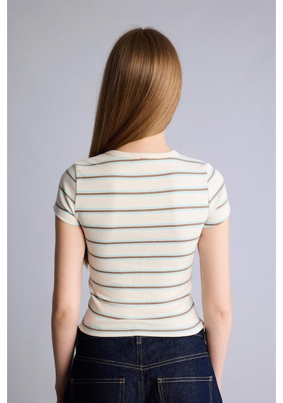 Defacto 26y801002523 Ekru Kadın T-shirt G2231ax/er98