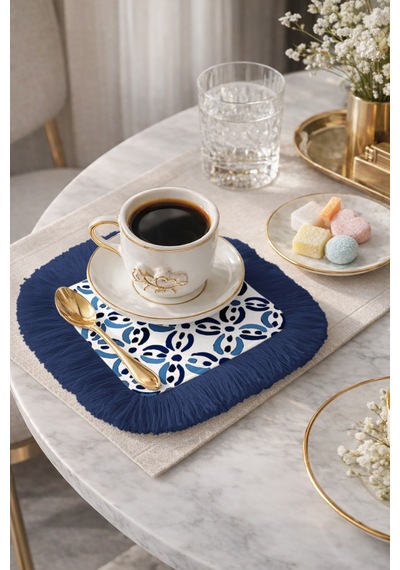 Lüks Çini Motifli Saçaklı Sunum Peçetesi - Geometrik Akdeniz Modern Lacivert Bardak Altlığı Mendil Kanyon Zeytin Yeşili Lüks Çini Motifli Saçaklı Sunum Peçetesi - Geometrik Akdeniz Modern Lacivert Bardak Altlığı Mendil Kanyon Zeytin Yeşili