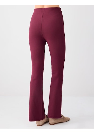 Jimmy Key Bordo Bol Paça Yüksek Bel Dar Kesim Örme Pantolon 6sw185412562