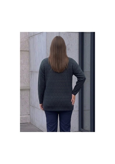 Onno Style Women Klasik Triko Renkli Düğmeli Ceket Lacivert - Yeşil