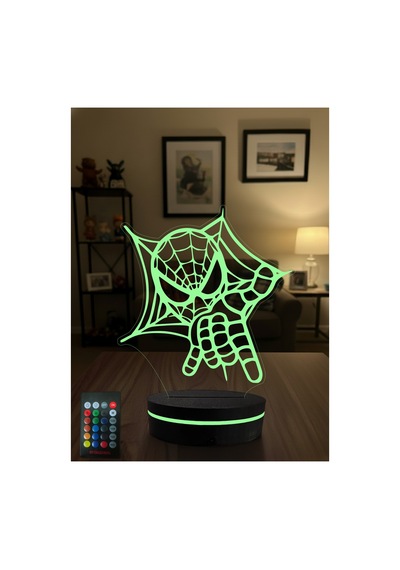 3d Örümcek Adam Led Gece Lambası Rgb Kumandalı Dekoratif Masa Lambası Çok Renkli