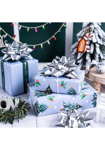 Metalize Gümüş 4,5cm Yıldız-fiyonk Yapşkanlı Paket Süsü 20adt