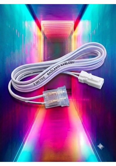2 Metre 10 Mm 2 Pinli Tek Renk Smd Ve Cob Şerit Led Uzatma Voltaj Güç Kablosu