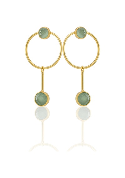 Kadir Jewellery 22 Ayar Altın Kaplama Kadın Sallantılı Küpe -el İşçiliği Ve Hipoalerjenik Küpe Açık Yeşil 17452141