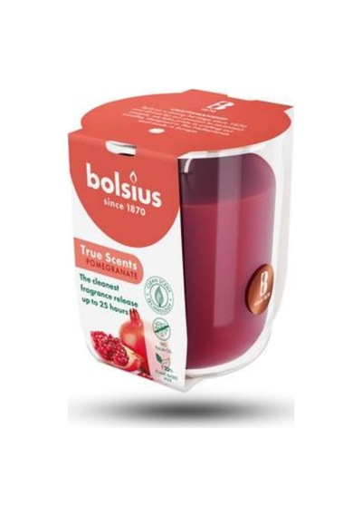 Nar Kokulu Bardakta Mum - Vegan & Doğal & Saf Koku Özlü -palmiye Yağı İçermez - 25 Saat Yanma Süresi - Kırmızı Renkte - 80mm/73mm