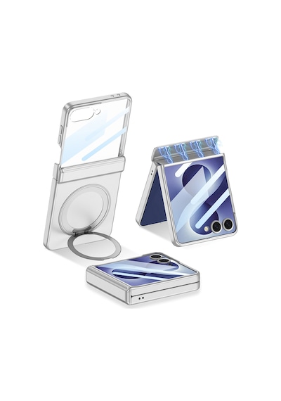 Nihcase Samsung Galaxy Uyumlu Z Flip 8 Kılıf M-safe Şarj Özellikli Kıpta Kpt-06 Ring Standlı Kapak