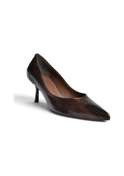Fox Shoes Z676070007 Kahverengi Yılan Baskılı İnce Topuklu Kadın Stiletto Ayakkabı