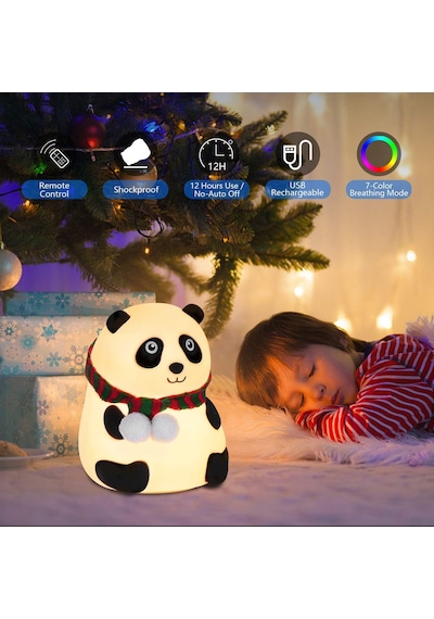 Panda Gece Lambası Çocuklar İçin Gece Işıkları Dokunmatik Sensörlü Renkli Masa Lambası