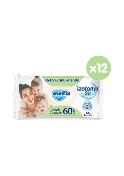 Molfix Izotonik Sulu Islak Mendil Ferah Temizlik 60'Lı 12*60 720 Yaprak