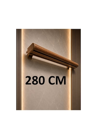 Meşe Dekoratif Ray 2 Kanallı Dekoratif Ahşap Desenli Metal Perde Kornişi Meşedeko280cm - 849479350 Meşedeko280cm
