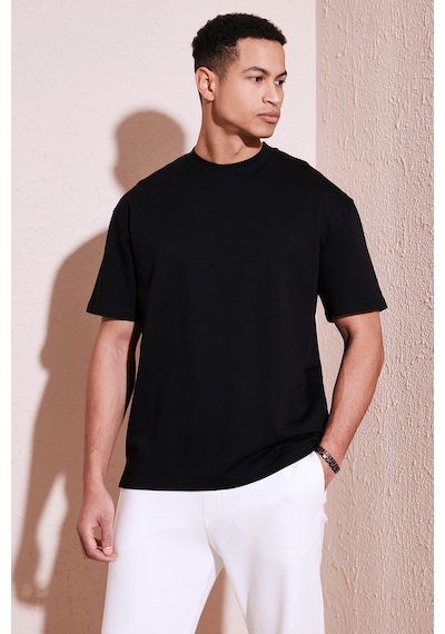 Buratti Pamuklu Bisiklet Yaka Relaxed Fit Basic Erkek T Shirt 5902610 Siyah