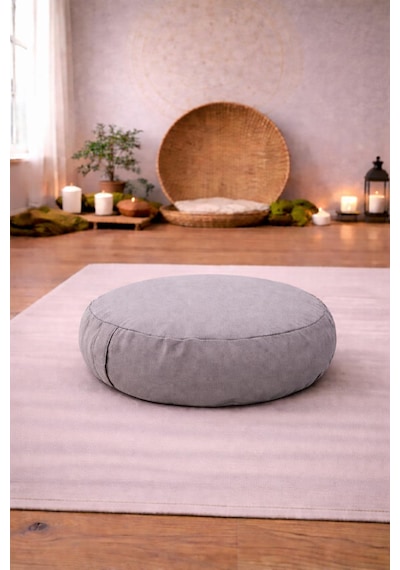 Zafu Yoga Meditasyon Minderi - Yuvarlak Meditasyon Minderi Gri