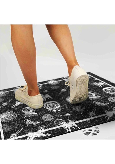 Tasarımlı Dekoratif Kapı Önü Paspas, Dış Mekan/ev İçi/banyo/mutfak/yatak Odası/giriş Paspasları Black Space Çok Renkli