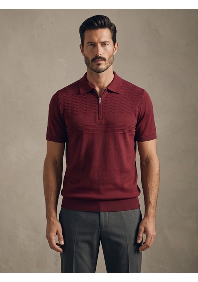 Maccali Erkek Bordo Triko Polo Yaka Tişört