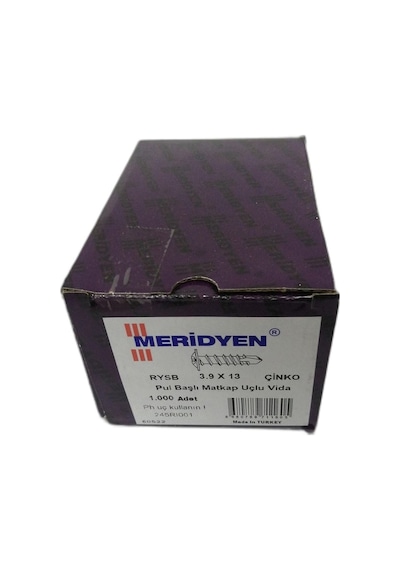 Meridyen 3.9 X13 Pul Başlı Matkap Uçlu Vida Kutu 1000 Adet 3,9 x 13 MM