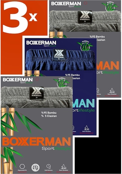 Tatkan - 3'lü - Erkek Bambu Sport Boxershort Antrasit-lacivert-antrasit Tatkan - 3'lü - Erkek Bambu Sport Boxershort Antrasit-lacivert-antrasit