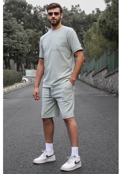 Madmext Mint Yeşili Basic Cep Detaylı Erkek Şort Takımı 5914-mint Yeşili Mint