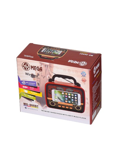 Mega Usb Sd Fm Bluetooth 'Lu Şarjlı Nostaljik Radyo Mg-860 Bt