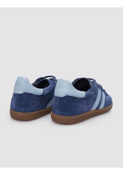 Cabani %100 Hakiki Deri Mavi Süet Bağcıklı Kadın Sneaker Mavi