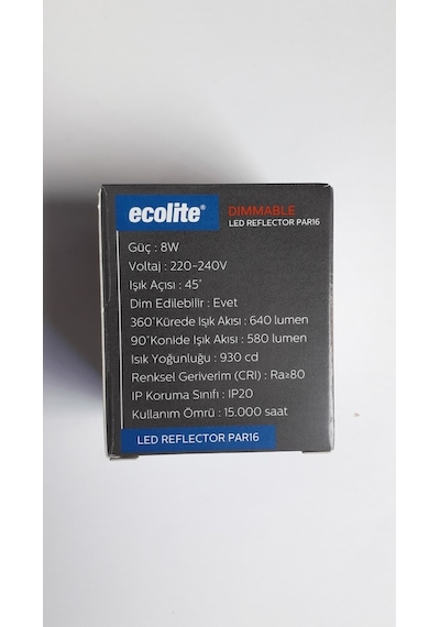 Ecolite 8W Dimmerli Gu10 Led Ampul Gün Işığı(Sarı Işık)