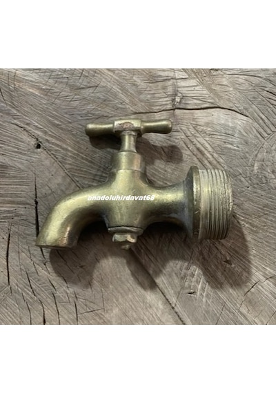 Dmr El Yapımı Pirinç Antika Musluk Eski Bahçe Musluğu Hamam Musluğu 1930 Sarı