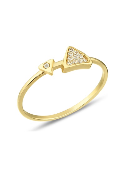 Debora Jewelry 14 Ayar Altın Modern Üçgen Taşlı Yüzük