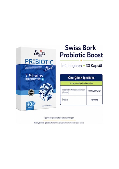 Swiss Bork Probiotic Boost İnülin İçeren 30 Kapsül