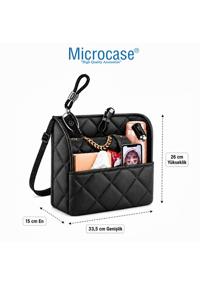 Microcase Kapitone Desen Oto Ön Koltuk Arası Çift Yönlü Çanta Termos Malzeme Organizer Düzenleyici Al5683